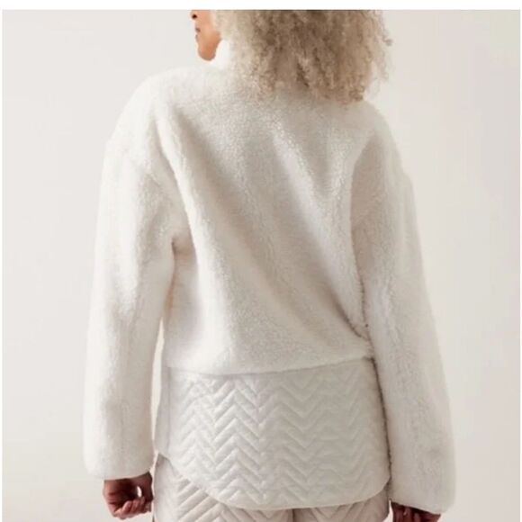 Athleta Magnolia white Cozy 3/4 snap Sherpa Size L - Picture 2 of 14
